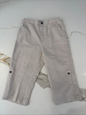 Janie and Jack Beige Pinstripe Convertible Pants